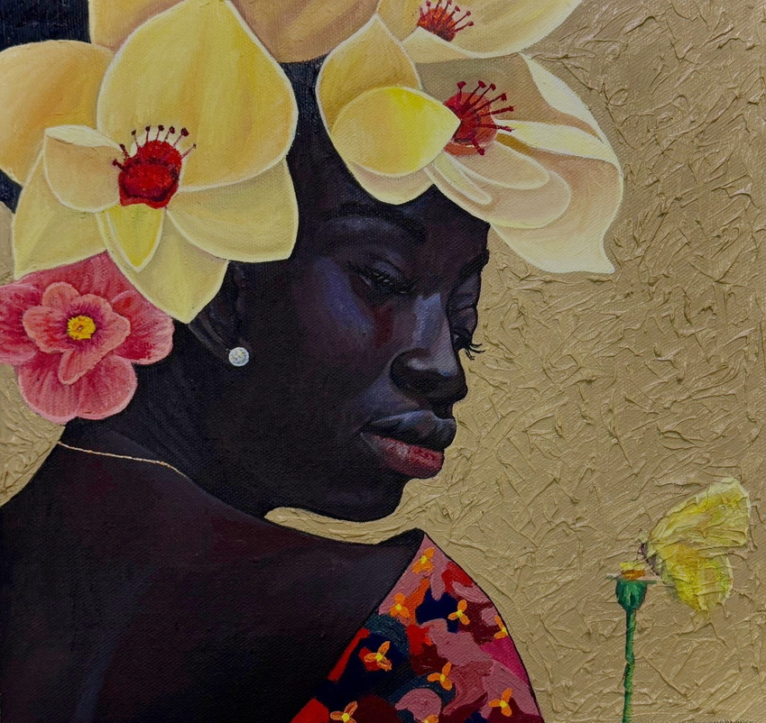 Moses Zibor | Woman and yellow butterfly